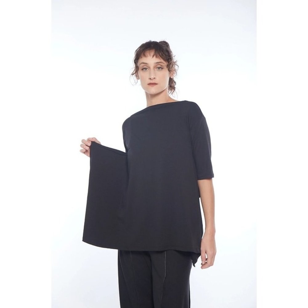 M X Matthildur Women's Sz. S/M Boxy Fit Beatrix Trapeze Top In Blue NWT - Picture 9 of 9
